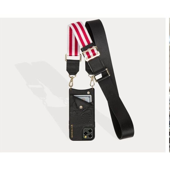 Bandolier thick canvas leather red skye striped  crossbody /belt/strap (no case) - Picture 3 of 7